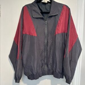 VTG 90s Personal Choice Silk windbreaker jacket grey maroon colorblock jacket